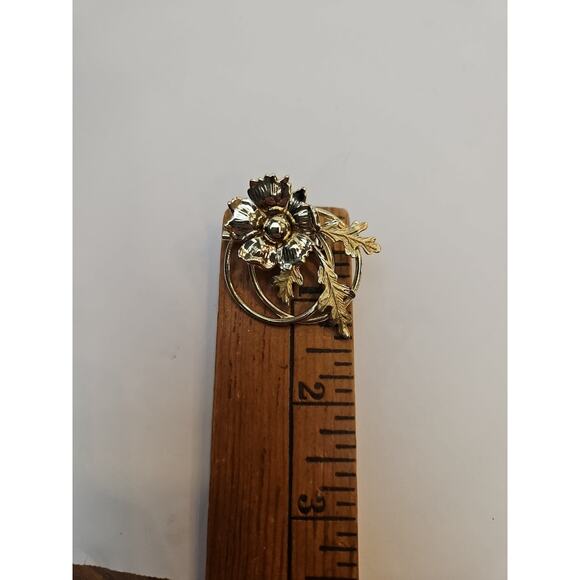 Lot Of Six Gold Tone Vintage Pin Brooches - Picture 11 of 16